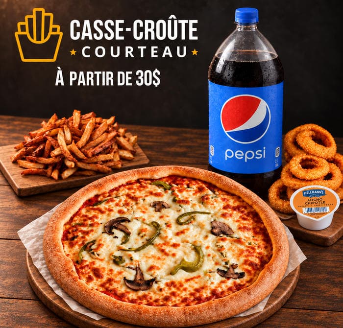 PIZZA 30$ + FRITES + RONDELLE + 2L